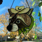 Mushroom Raccoon Cowboy Stained Glass Suncatcher