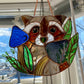 Cosmic Raccoon Stained Glass Suncatcher