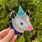 Swirly Teal Wizard Opossum Mini Stained Glass Suncatcher