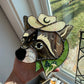 Mushroom Raccoon Cowboy Stained Glass Suncatcher