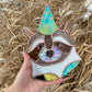Wizard Raccoon Stained Glass Suncatcher