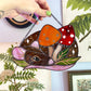 Brown Mushroom Rat Stained Glass Suncatcher