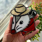Mini Cowboy Opossum Stained Glass Ornament