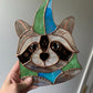 Jester Raccoon Stained Glass Suncatcher