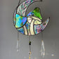 Full Iridescent Green Mushroom Moon Suncatcher