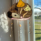 Golden Mushroom Opossum Stained Glass Suncatcher