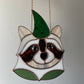 Wizard Raccoon Stained Glass Suncatcher