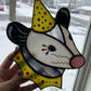 Clown Opossum Stained Glass Suncatcher