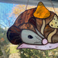 Golden Mushroom Opossum Stained Glass Suncatcher
