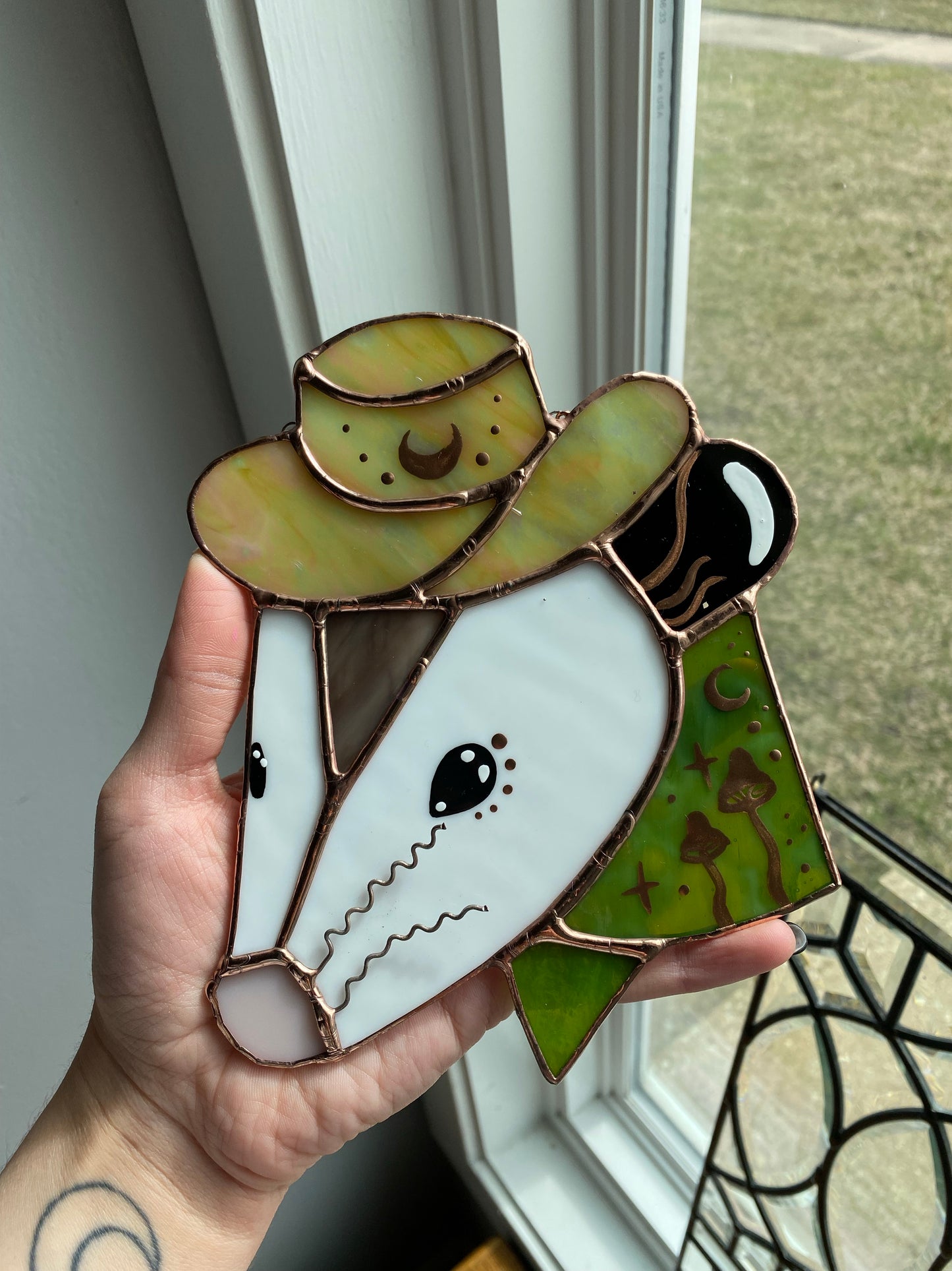 Green Cowboy Opossum Suncatcher