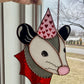 Heart Opossum Stained Glass Suncatcher