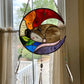 Rainbow Opossum Moon Stained Glass Suncatcher