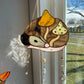 Golden Mushroom Opossum Stained Glass Suncatcher