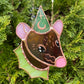 Brown and Green Wizard Rat Mini Stained Glass Suncatcher