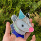 Swirly Teal Wizard Opossum Mini Stained Glass Suncatcher