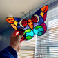 Celestial Maroon Moth Stained Glass Suncatcher