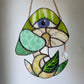 Green and Purple Mushroom Stained Glass Suncatcher