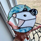 Green Floral Moon Opossum Suncatcher