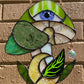 Green and Purple Mushroom Stained Glass Suncatcher