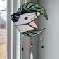 Green Floral Moon Opossum Suncatcher