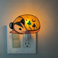 Green Mushroom Opossum Stained Glass Nightlight