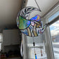 Full Iridescent Green Mushroom Moon Suncatcher