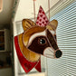 Valentine Raccoon Stained Glass Suncatcher