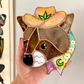 CRACKED! Raccoon Cowboy Stained Glass Suncatcher