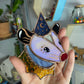 Mini Iridescent Wizard Opossum Stained Glass Ornament