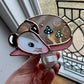 Green Mushroom Opossum Stained Glass Nightlight