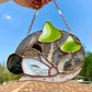 Whispy Mushroom Opossum Stained Glass Suncatcher