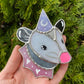 Pink and Purple Wizard Opossum Mini Stained Glass Suncatcher