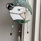 Green Floral Moon Opossum Suncatcher