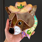 CRACKED! Raccoon Cowboy Stained Glass Suncatcher