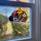 Golden Mushroom Opossum Stained Glass Suncatcher