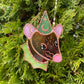 Brown and Green Wizard Rat Mini Stained Glass Suncatcher