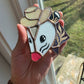 Mini Cowboy Opossum Stained Glass Ornament- Red or Purple!