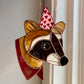 Valentine Raccoon Stained Glass Suncatcher