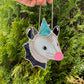 Swirly Teal Wizard Opossum Mini Stained Glass Suncatcher