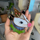 Mini Mushroom Wizard Opossum Stained Glass Ornament