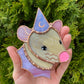 Copper and Pink Tan Wizard Rat Mini Stained Glass Suncatcher