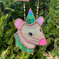 Tan Wizard Rat Mini Stained Glass Suncatcher