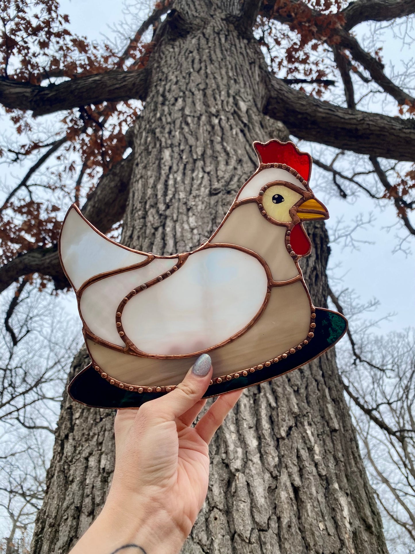 Chicken Stained Glass Suncatcher