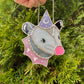 Pink and Purple Wizard Opossum Mini Stained Glass Suncatcher