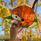 Smiley Leaf Fox Stained Glass Suncatcher