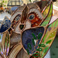 Cosmic Raccoon Stained Glass Suncatcher