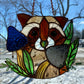 Cosmic Raccoon Stained Glass Suncatcher