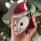Santa Opossum Stained Glass Ornament