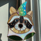 Wizard Raccoon Stained Glass Suncatcher
