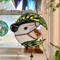 Green Floral Moon Opossum Suncatcher